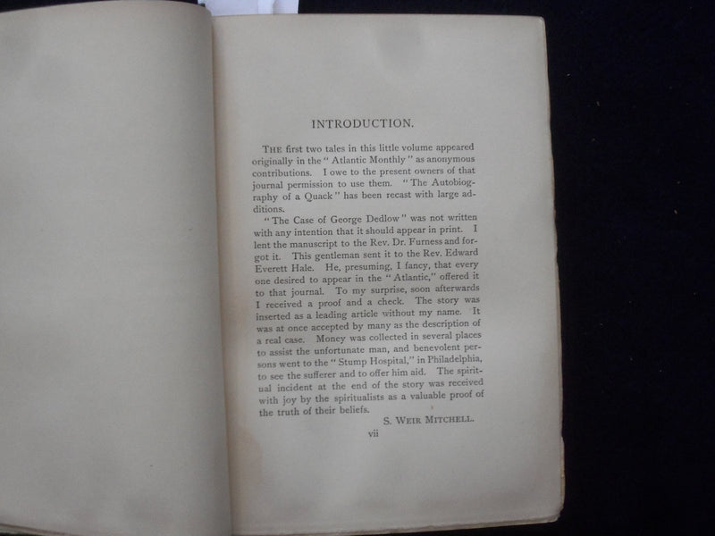 1901 THE AUTOBIOGRAPHY OF A QUACK HARDCOVER BOOK BY WEIR MITCHELL, MD - KD 8920