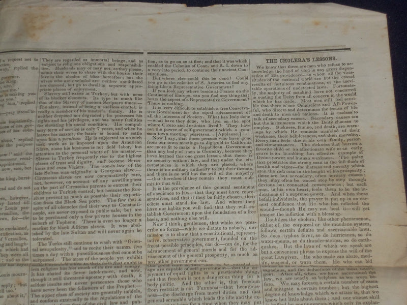 1849 NOVEMBER 17 MASSACHUSETTS PLOUGHMAN NEWSPAPER-DANIEL WEBSTER SPEECH-NP 5174