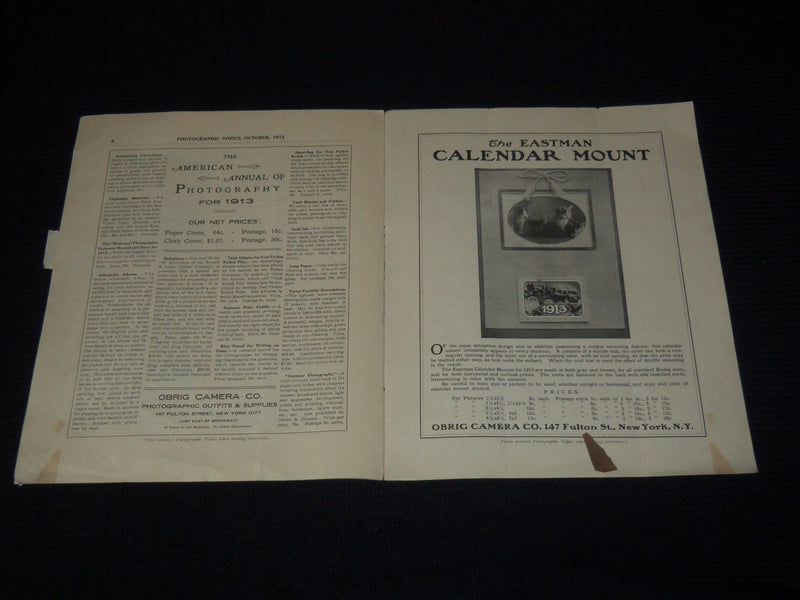 1912-1913 PHOTOGRAPHIC TOPICS MAGAZINE LOT OF 7 - NEW YORK - K 3117