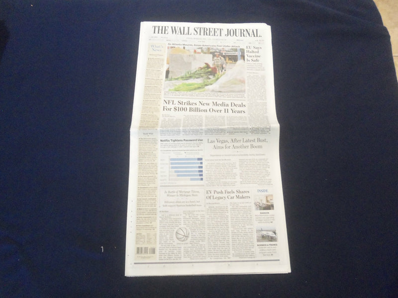 2021 MARCH 19 THE WALL STREET JOURNAL-EU SAYS HALTED ASTRAZENECA VACCINE IS SAFE