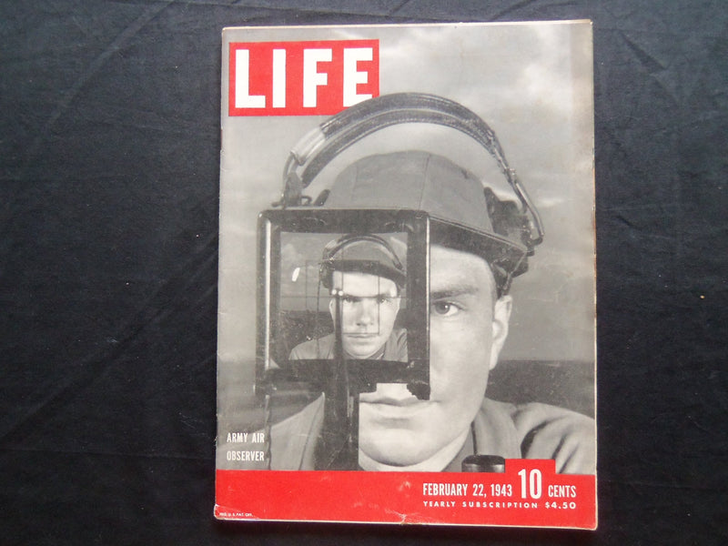 1943 FEBRUARY 22 LIFE MAGAZINE - ARMY AIR OBSERVER - L 327