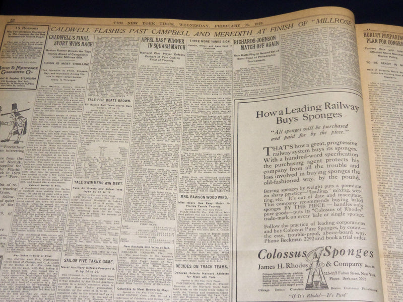 1919 FEBRUARY 26 NEW YORK TIMES - NO EXTRA SESSION UNTIL WILSON RETURNS- NT 7969