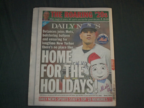 2019 DECEMBER 25 NEW YORK DAILY NEWS NEWSPAPER - BETANCES SIGNS WITH NY METS