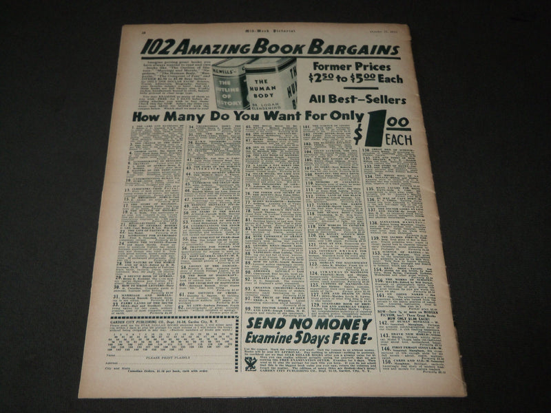1933 OCTOBER 21 MID-WEEK PICTORIAL MAGAZINE SECTION - GRIDIRON SUPREMECY- J 3225