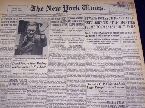1951 MARCH 10 NEW YORK TIMES - SENATE VOTES TO DRAFT AT 18 - NT 2025