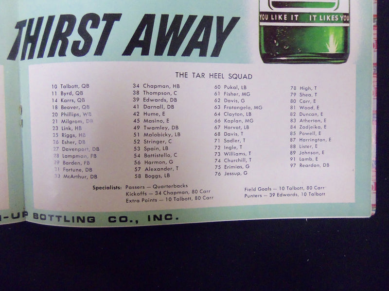 1965 NOVEMBER 13 NORTH CAROLINA VS. NOTRE DAME FOOTBALL PROGRAM - J 2141