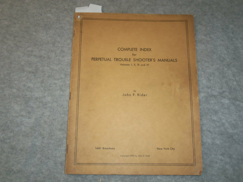 1934-1940 PERPETUAL TROUBLE SHOOTER'S MANUALS - JOHN F. RIDER- LOT OF 2 - J 6334