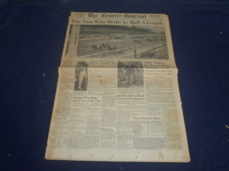 1958 MAY 4 THE COURIER-JOURNAL NEWSPAPER - TIM TAM WINS KENTUCKY DERBY - NP 5588