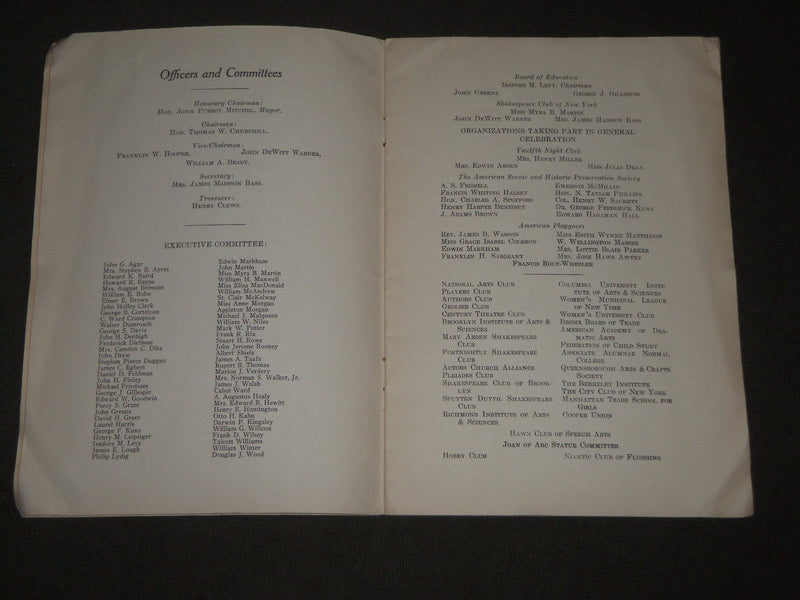1914 APRIL 23 SHAKESPEARE 350TH ANNIVERSARY CELEBRATION BOOK - J 3161