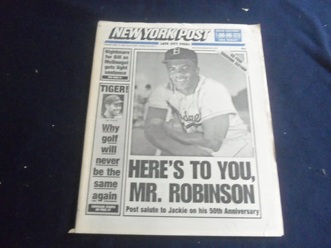 1997 APRIL 15 NEW YORK POST NEWSPAPER- JACKIE ROBINSON 50TH ANNIVERSARY- NP 5658
