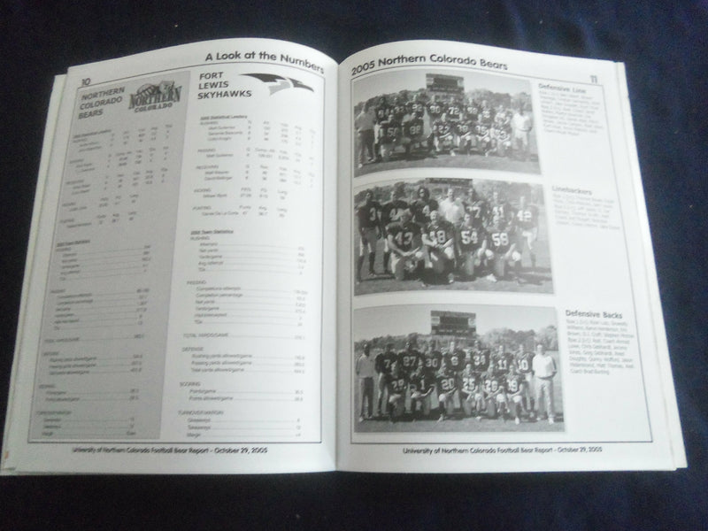 2005 OCT 29 FOOTBALL PROGRAM -UNIV NO. COLORADO VS FORT LEWIS COLLEGE - SP 1217J