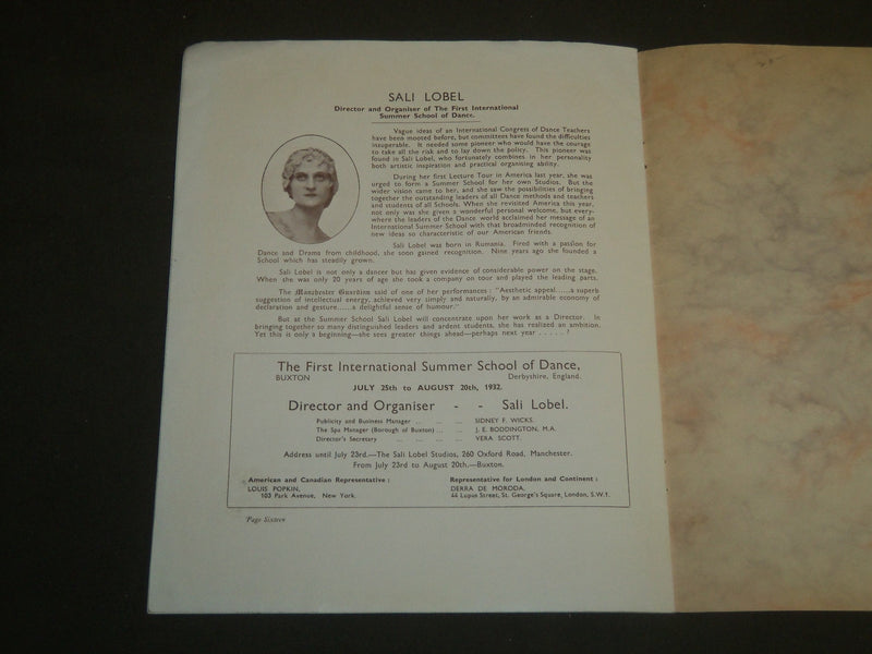 1932 FIRST INTERNATIONAL SUMMER SCHOOL OF DANCE PROGRAM - BUXTON - J 4842