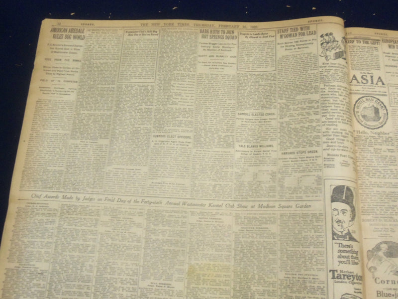 1922 FEBRUARY 16 NEW YORK TIMES - WORLD COURT OPENS IN HAGUE PALACE - NT 9014