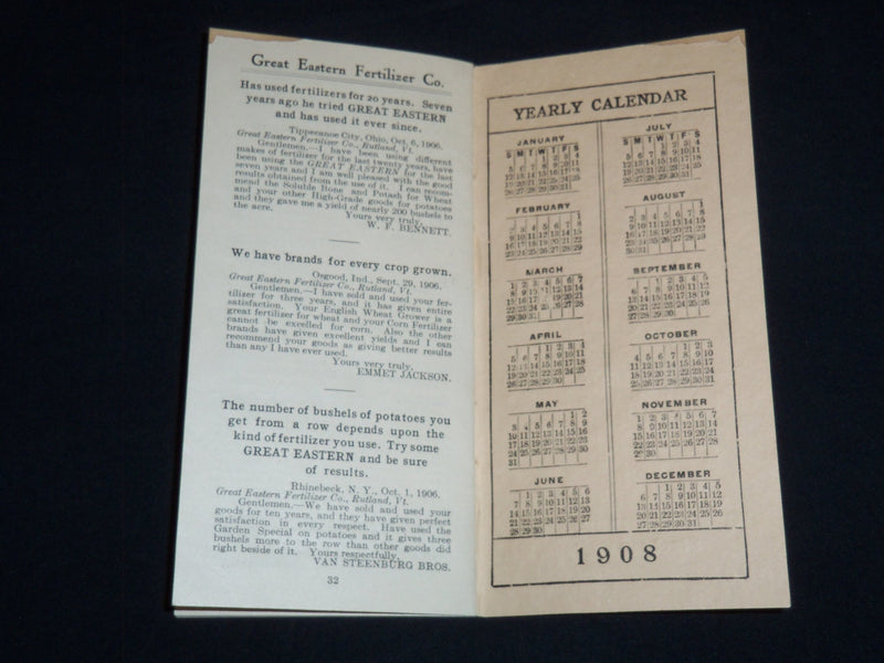 1907 GREAT EASTERN FERTILIZER CO. CATALOG - RUTLAND VERMONT - J 8821