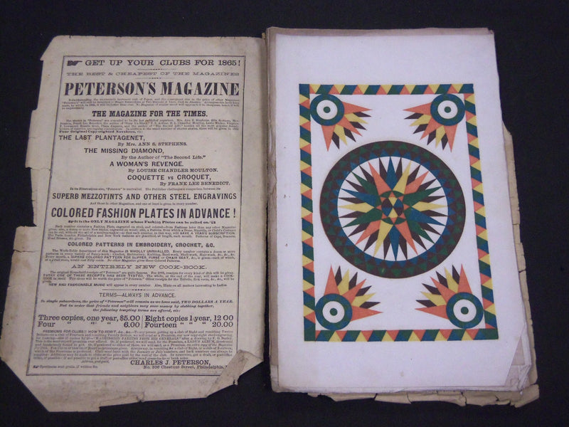 1865 PETERSON'S LADIES NATIONAL MAGAZINE LOT OF 3 - GREAT PATTERNS - WR 591H