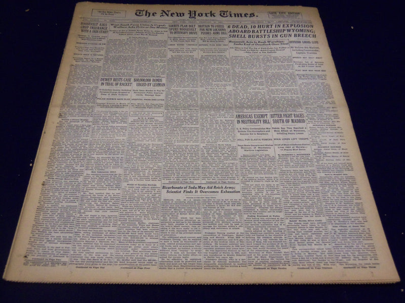 1937 FEB 19 NEW YORK TIMES - 6 DEAD, 10 HURT IN EXPLOSION ON WYOMING - NT 1296