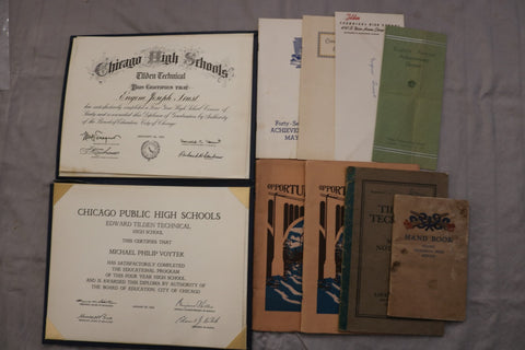 1920'S-1960'S TILDEN TECH HIGH SCHOOL EPHEMERA - LOT OF 10 PIECES - K 3447