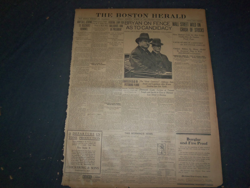 1907 MARCH 15 THE BOSTON HERALD - BRYAN ON FENCE AS TO CANDIDACY - BH 11