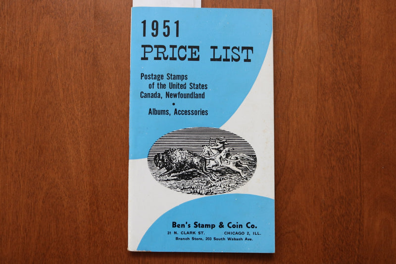 1951 BEN'S STAMP & COIN CO. POSTAGE STAMPS PRICE LIST - SOFTCOVER BOOK - K 3171
