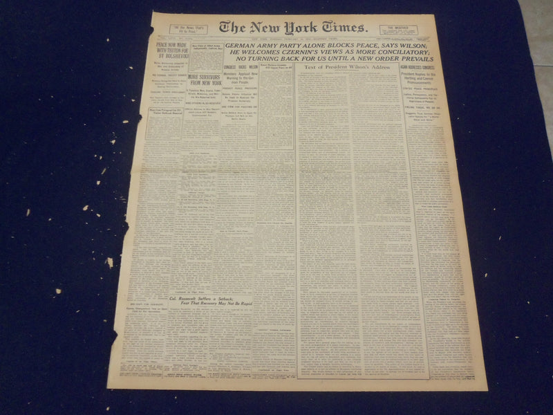 1918 FEBRUARY 12 NEW YORK TIMES- GERMAN ARMY PARTY BLOCKS PEACE, WILSON- NT 8238