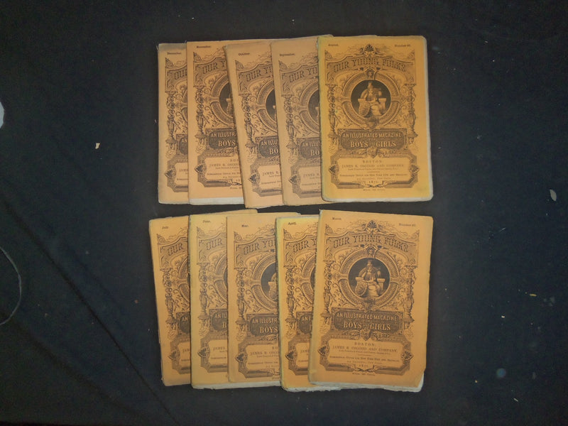 1872 OUR YOUNG FOLKS MAGAZINE - LOT OF 10 ISSUES - WR 1206