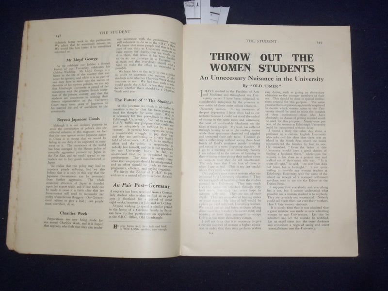 1938 FEB 1 THE STUDENT EDINBURGH UNIVERSITY MAGAZINE - JUBILEE NUMBER - J 9473
