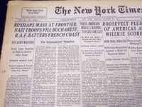 1940 OCT 13 NEW YORK TIMES RUSSIANS MASS AT FRONTIER, NAZIS IN BUCHEREST- NT 331