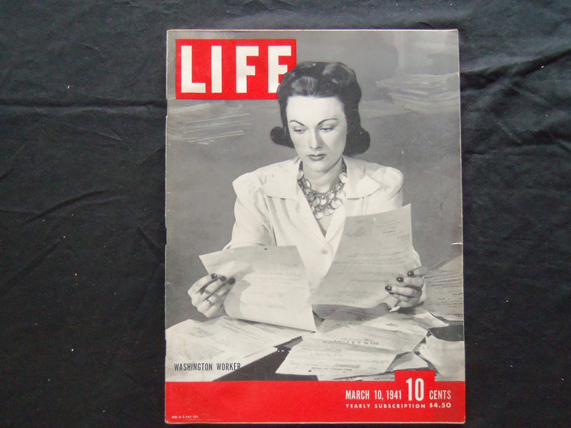 1941 MARCH 10 LIFE MAGAZINE - WASHINGTON WORKER - L 225