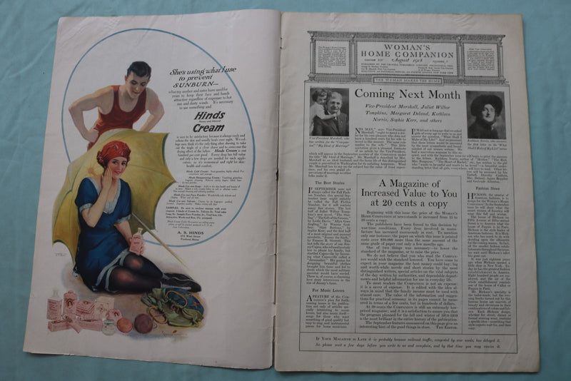 1918 AUGUST WOMAN'S HOME COMPANION MAGAZINE - GIRL ON WOODEN HORSE - E 24869