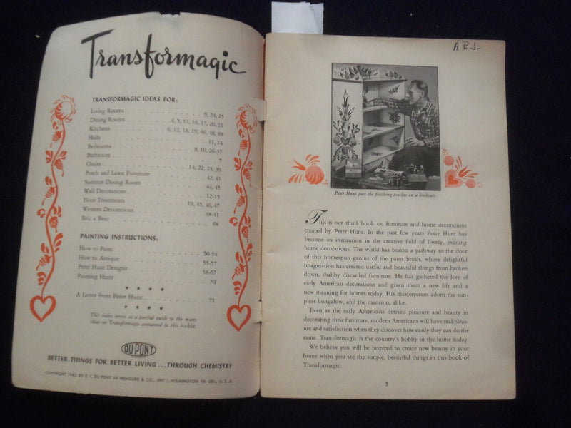 1945 TRANSFORMAGIC BY DUPONT SOFTCOVER BOOK-HOW TRANSFORM OLD FURNITURE - J 9658