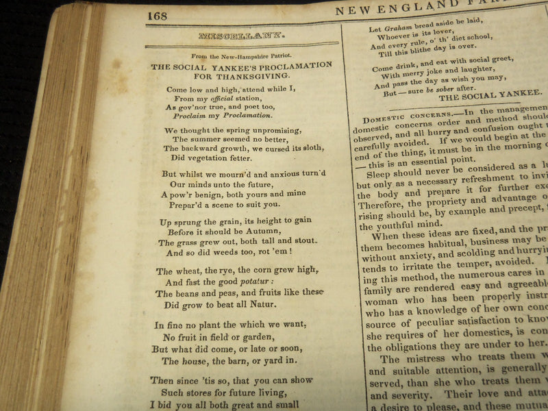 1835-1836 THE NEW ENGLAND FARMER & GARDENER'S JOURNAL BOUND VOLUME - KD 944K