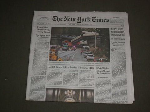 2017 DECEMBER 19 NEW YORK TIMES- AMTRAK WASHINGTON TRAIN DERAILS-MULTIPLE DEATHS