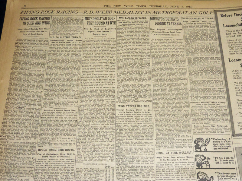 1915 JUNE 3 NEW YORK TIMES - AFFIDAVITS ABOUT LUSITANIA GUNS - NT 7693