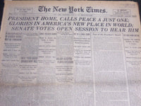 1919 JULY 9 NEW YORK TIMES - PRESIDENT HOME CALLS PEACE A JUST ONE - NT 6649