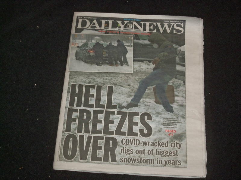 2020 DECEMBER 18 NEW YORK DAILY NEWS NEWSPAPER -BIGGEST NYC SNOWSTORM IN YEARS