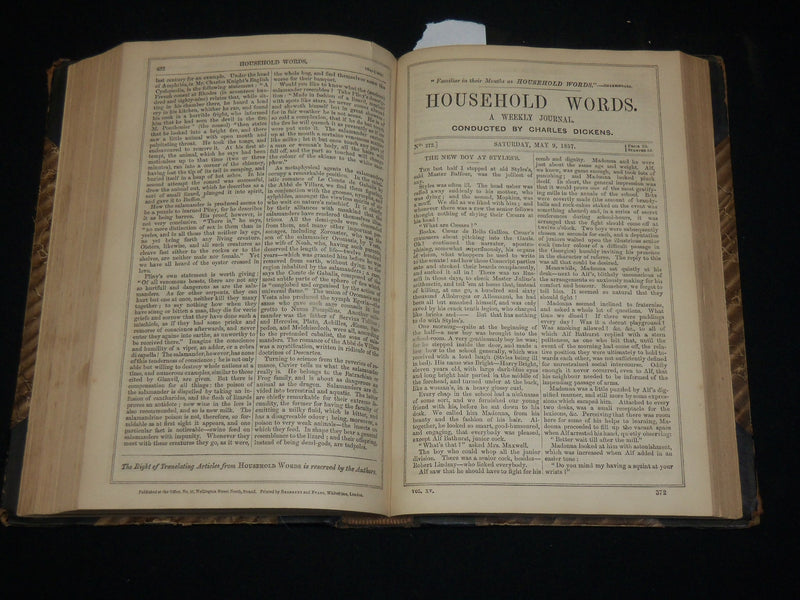 1857 HOUSEHOLD WORDS WEEKLY JOURNAL VOLUME 15 - CHARLES DICKENS - KD 6355