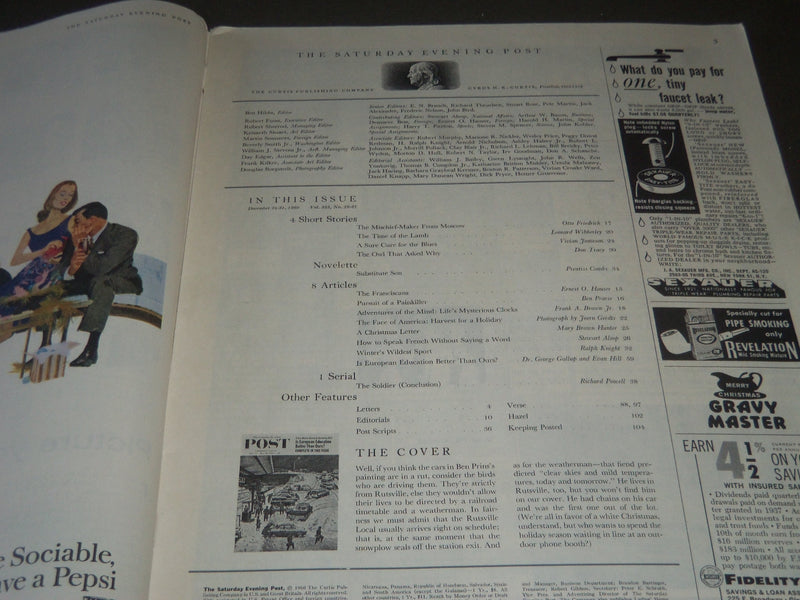 1960 DEC 24-31 THE SATURDAY EVENING POST MAGAZINE - ILLUSTRATED COVER - SP 2327