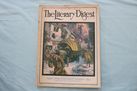 1917 DEC 29 THE LITERARY DIGEST MAGAZINE - SOMEWHERE IN FRANCE COVER - E 26611