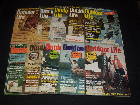 1971-1976 OUTDOOR LIFE MAGAZINES LOT OF 10 ISSUES - NICE COVERS - WR 104P