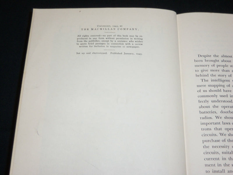 1943 ELECTRICITY FOR EVERYONE HARDCOVER BOOK BY LUNY & WYMAN - KD 6372
