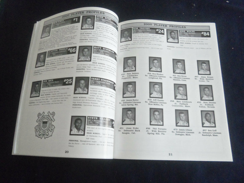 2000 OCTOBER 28 FOOTBALL PROGRAM - COAST GUARD VS PLYMOUTH STATE UNIV - SP 1215L