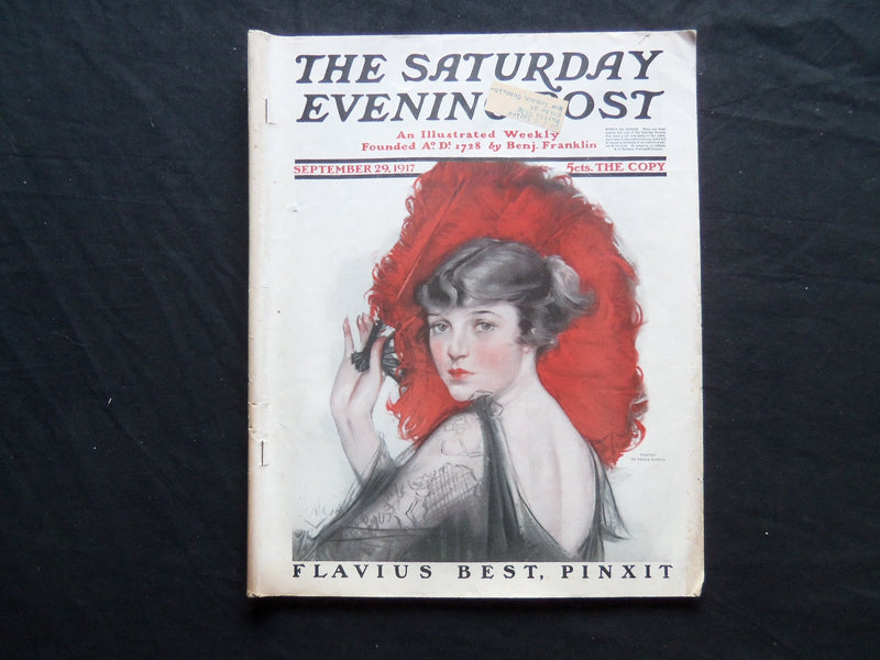 1917 SEP 29 THE SATURDAY EVENING POST MAGAZINE-FLAVIUS BEST, PINXIT COVER-SP 825