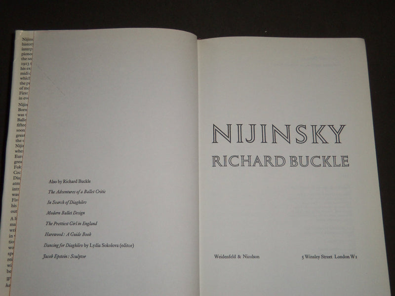 1972 MIJINSKY HARDCOVER BOOK BY RICHARD BUCKLE - 2ND PRINTING - KD 3829