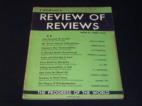 1931 AUGUST REVIEW OF REVIEWS MAGAZINE - CAN GERMANY BE SAVED COVER - E 6353