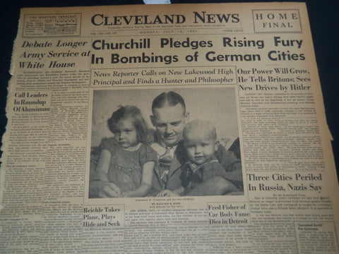1941 JULY 14 CLEVELAND NEWS - CHURCHILL PLEDGES FURY IN BOMBING - NT 7461