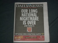2020 FEBRUARY 6 NEW YORK DAILY NEWS NEWSPAPER - TRUMP ACQUITTED OF IMPEACHMENT