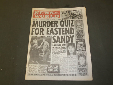 1990 JULY 20 NEWS OF THE WORLD NEWSPAPER- MURDER QUIZ FOR EASTEND SANDY- NP 3371