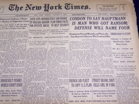 1935 JAN 6 NEW YORK TIMES - CONDON SAY HAUPTMANN MAN WHO GOT RANSOM - NT 1940