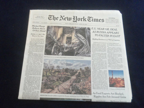2022 APRIL 30 NEW YORK TIMES - E.U. NEAR OIL DEAL AS RUSSIA APPEARS TO FALTER