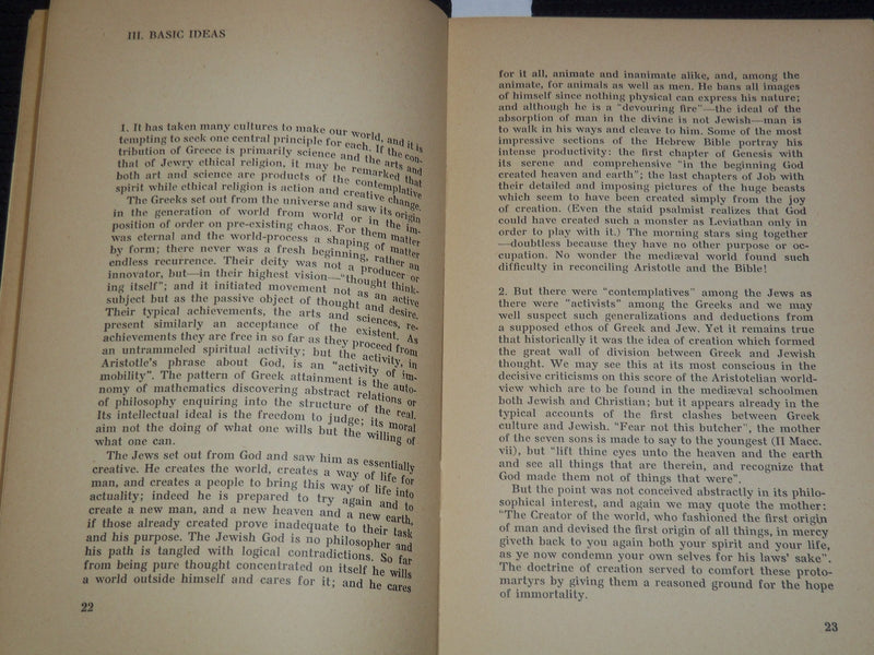 1954 JEWISH THOUGHT AS A FACTOR IN CIVILIZATION BOOK BY LEON ROTH - J 9576